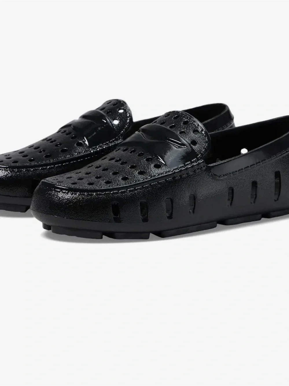 Floafers Kids Black Perforated Penny Loafers